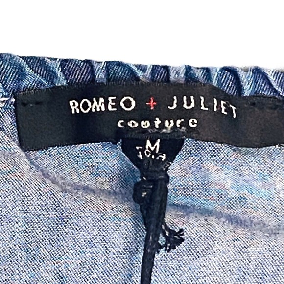 Romeo + Juliet Couture NEW Floral Embroidered Chambray Denim Mini Dress Sz Med - Picture 7 of 9